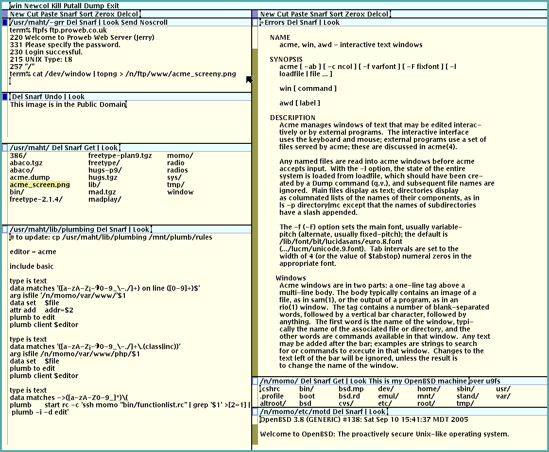 A screenshot of Acme. Image from Wikipedia.